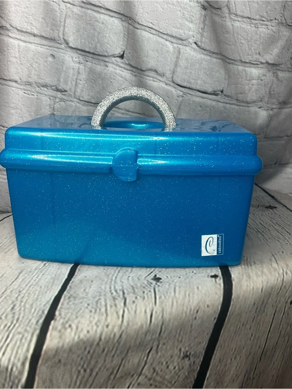 Vtg 90s y2k Caboodles Liquid Metallics 5620 Blue GLITTER Makeup Case Organizer
